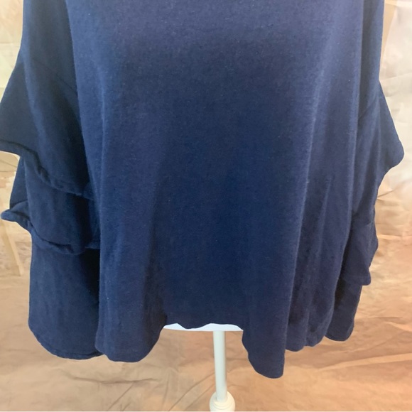 AG Goldschmied Chambray Cutout Ruffle Sweatshirt - Picture 4 of 11
